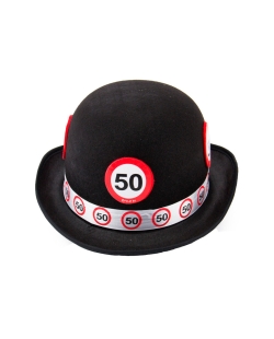 Sombrero Fieltro Blanco Señal Trafico Nº 50 Poliester