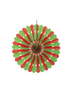Deco Abanico Tisu Rojo Y Verde 40,6cm