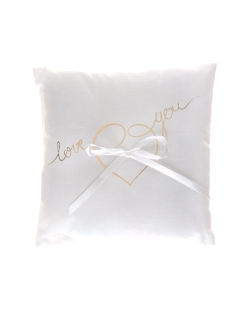 Cojin Anillos Love You Oro 18X18cm Algodon Y Saten Poliester ***OFERTA DTO NO ACUMULABLE