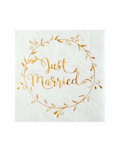 Servilletas Just Married Oro 25X25cm Papel 3 capas ***OFERTA DTO NO ACUMULABLE