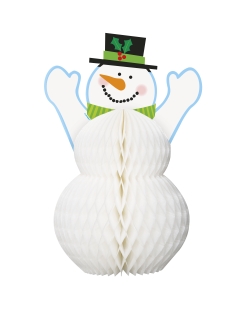 Centro Mesa Nido Abeja Muñeco Nieve 30,5cm