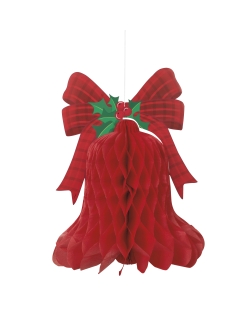 Deco Colgante Nido Abeja Campana Navidad 38,1cm