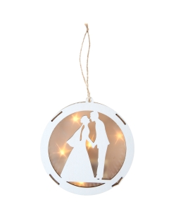 Deco Colgante Novios Con Luz 14.5X3cm Madera. Cuerda Y Pila ***OFERTA DTO NO ACUMULABLE
