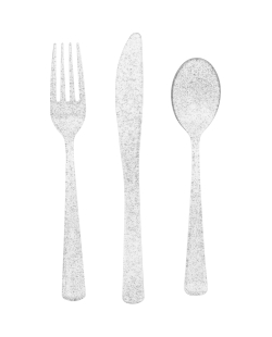 Cubiertos Plastico Plata Brillo ***OFERTA DTO NO ACUMULABLE