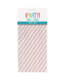Pajitas Papel Rayas Rosa Pastel