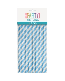 Pajitas Papel Rayas Azul Pastel