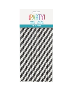 Pajitas Papel Rayas Negras