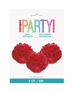 Deco Mini Pompones Tisu Rojo Rubi