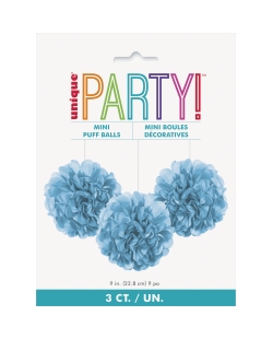Deco Mini Pompones Tisu Azul Pastel