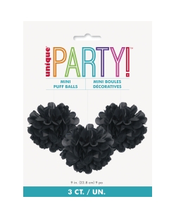 Deco Mini Pompones Tisu Negro 22,8cm