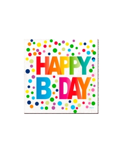 Servilletas 33X33 Happy Bday Lunares
