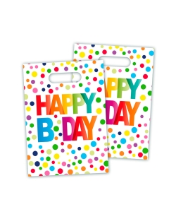 Bolsas Happy Bday Lunares 29X18cm Plastico