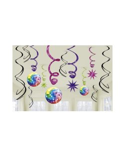 Colgantes espiral Fiebre Disco Años 70 - 60cm 