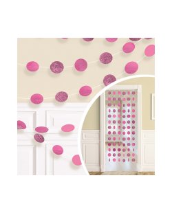 Cuerdas Colgantes Decorativos Purpurina Rosa Brillante - 2,1m 