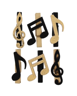 Pinzas Musica Oro Oro 4X5cm Madera ***OFERTA DTO NO ACUMULABLE