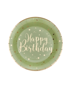 Platos Happy Bday Verde Oliva 22.5cm Carton ***OFERTA DTO NO ACUMULABLE