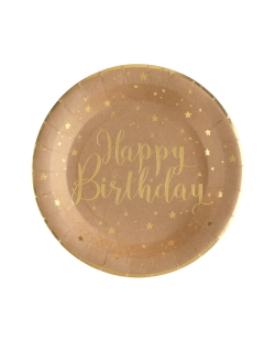 Platos Happy Bday Kraft 22.5cm Carton ***OFERTA DTO NO ACUMULABLE