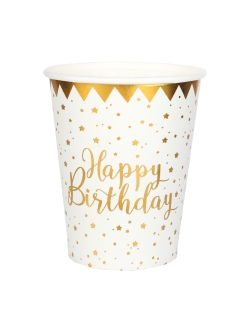Vasos Happy Bday Blanco 7.8X9.7cm 27cl Carton ***OFERTA DTO NO ACUMULABLE