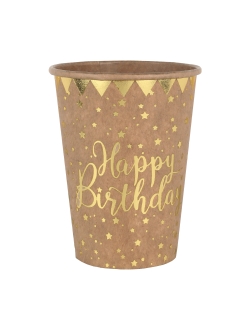 Vasos Happy Bday Kraft 7.8X9.7cm 27cl Carton ***OFERTA DTO NO ACUMULABLE