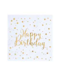 Servilletas Happy Bday Blanco 25X25cm Papel 3 Capas ***OFERTA DTO NO ACUMULABLE