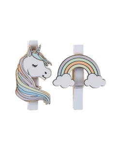 Pinzas Unicornio 4 X 5cm Madera ***OFERTA DTO NO ACUMULABLE