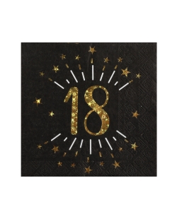 Servilletas Negra Numero 18 33X33cm Papel 3 Capas ***OFERTA DTO NO ACUMULABLE