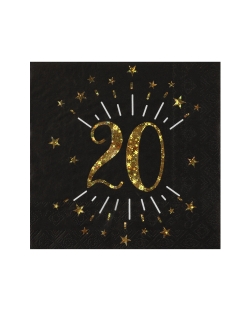 Servilletas Negra Numero 20 33X33cm Papel 3 Capas ***OFERTA DTO NO ACUMULABLE