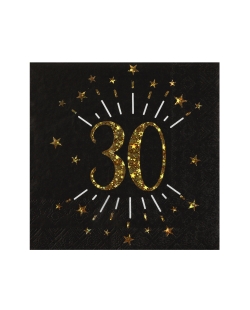 Servilletas Negra Numero 30 33X33cm Papel 3 Capas ***OFERTA DTO NO ACUMULABLE