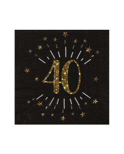 Servilletas Negra Numero 40 33X33cm Papel 3 Capas ***OFERTA DTO NO ACUMULABLE