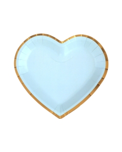 Platos Puntos Corazon Azul Pastel 22.5 X 20cm Carton ***OFERTA DTO NO ACUMULABLE