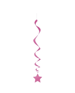 Deco Colgante Espiral Estrellas Fucsia 66cm