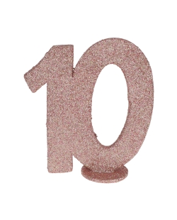 Centro Mesa Rosa Brillante Numero 10 11X10cm Poliestireno ***OFERTA DTO NO ACUMULABLE