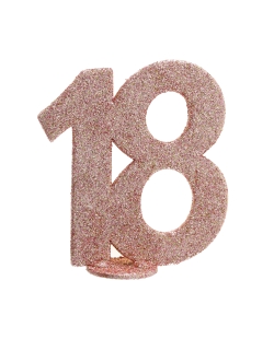 Centro Mesa Rosa Brillante Numero 18 11X10cm Poliestireno ***OFERTA DTO NO ACUMULABLE