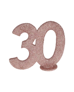 Centro Mesa Rosa Brillante Numero 30 11X10cm Poliestireno ***OFERTA DTO NO ACUMULABLE