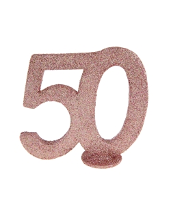 Centro Mesa Rosa Brillante Numero 50 11X10cm Poliestireno ***OFERTA DTO NO ACUMULABLE