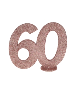 Centro Mesa Rosa Brillante Numero 60 11X10cm Poliestireno ***OFERTA DTO NO ACUMULABLE