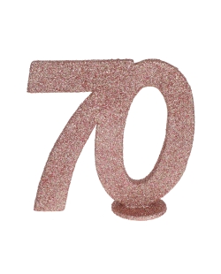 Centro Mesa Rosa Brillante Numero 70 11X10cm Poliestireno ***OFERTA DTO NO ACUMULABLE