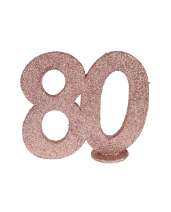 Centro Mesa Rosa Brillante Numero 80 11X10cm Poliestireno ***OFERTA DTO NO ACUMULABLE