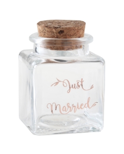 Tarro Just Married Rosa 4X4X6cm Vidrio Y Corcho ***OFERTA DTO NO ACUMULABLE