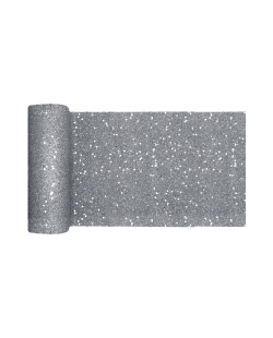 Camino Mesa Brillante Plata 18cm X 5m Poliester ***OFERTA DTO NO ACUMULABLE
