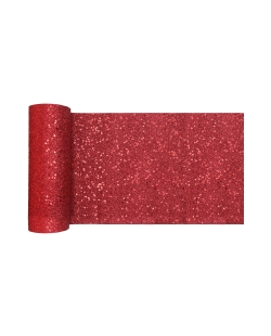 Camino Mesa Brillante Rojo 18cm X 5m Poliester ***OFERTA DTO NO ACUMULABLE