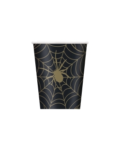 Vasos 266ml Telaraña Negro Y Oro Carton