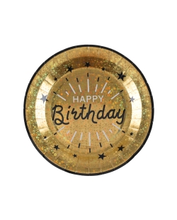 Platos Happy Bday Dorado 22.5cm Carton ***OFERTA DTO NO ACUMULABLE