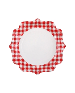 Platos Vichy Rojo 21X21cm Carton ***OFERTA DTO NO ACUMULABLE