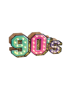 Centro Mesa Led A&ntilde;os 90 20X4X10cm Madera Y Pilas No Incluidas ***OFERTA DTO NO ACUMULABLE