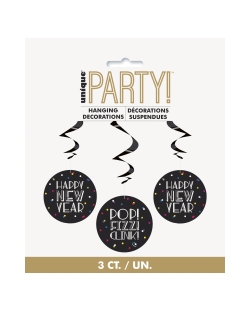 Deco Colgante Espiral H. New Year Puntos Neon 66cm