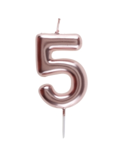 Vela Rosa Mtl Numero 5 4X9cm Parafina Y Plastico ***OFERTA DTO NO ACUMULABLE