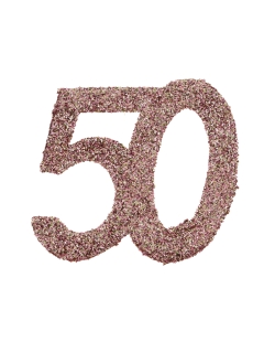 Deco Mesa Rosa Brillante Numero 50 6X6cm Carton ***OFERTA DTO NO ACUMULABLE