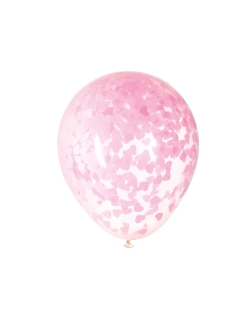 Globos Latex 40cm Transparentes Confeti Corazon Rosa