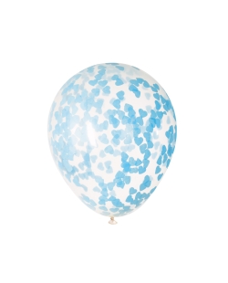 Globos Latex 40cm Transparentes Confeti Corazon Azul